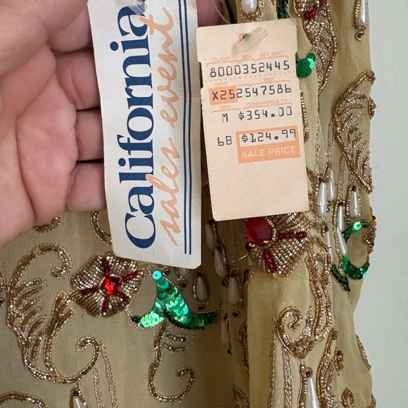 Vintage Floral Beaded embroidered Pullover Womens top Mirrored Sequined size M - Picture 4 of 4